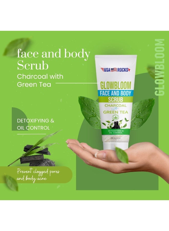 USA ROCKS Face & Body Scrub - Charcoal & Green Tea - Image 2